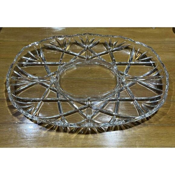 Mikasa Roxborough Crystal 15" Divided Relish Tray Plate Germany w/ Box EUC - Picture 1 of 4